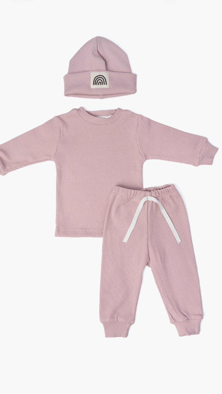 Ensemble 3 Pieces 100% Coton #Rose